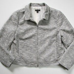 J.CREW Womens 12 Black & White Tweed Zip Jacket